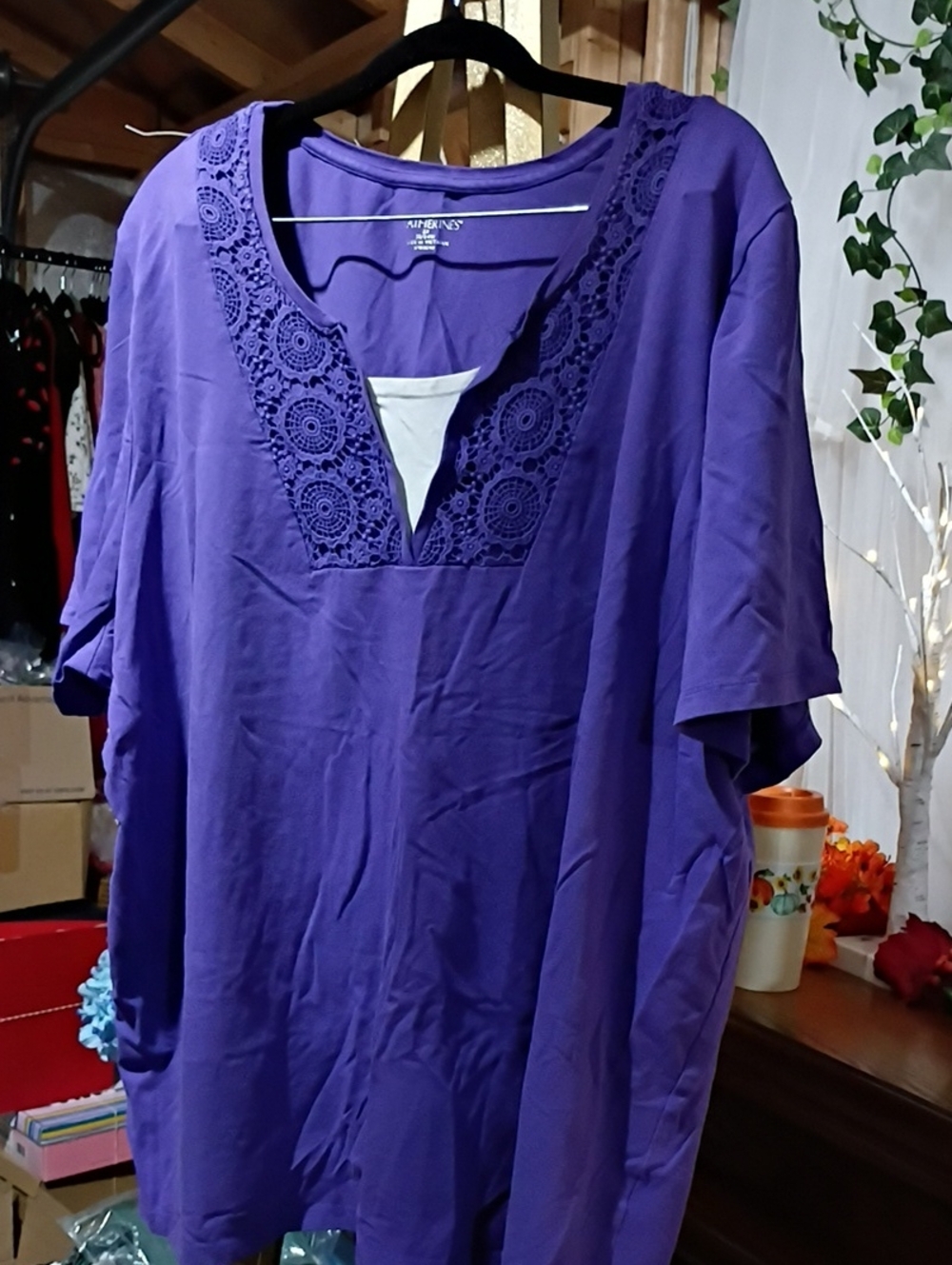 Apt. 9 Purple Crochet-Trim V-Neck Women’s Blouse